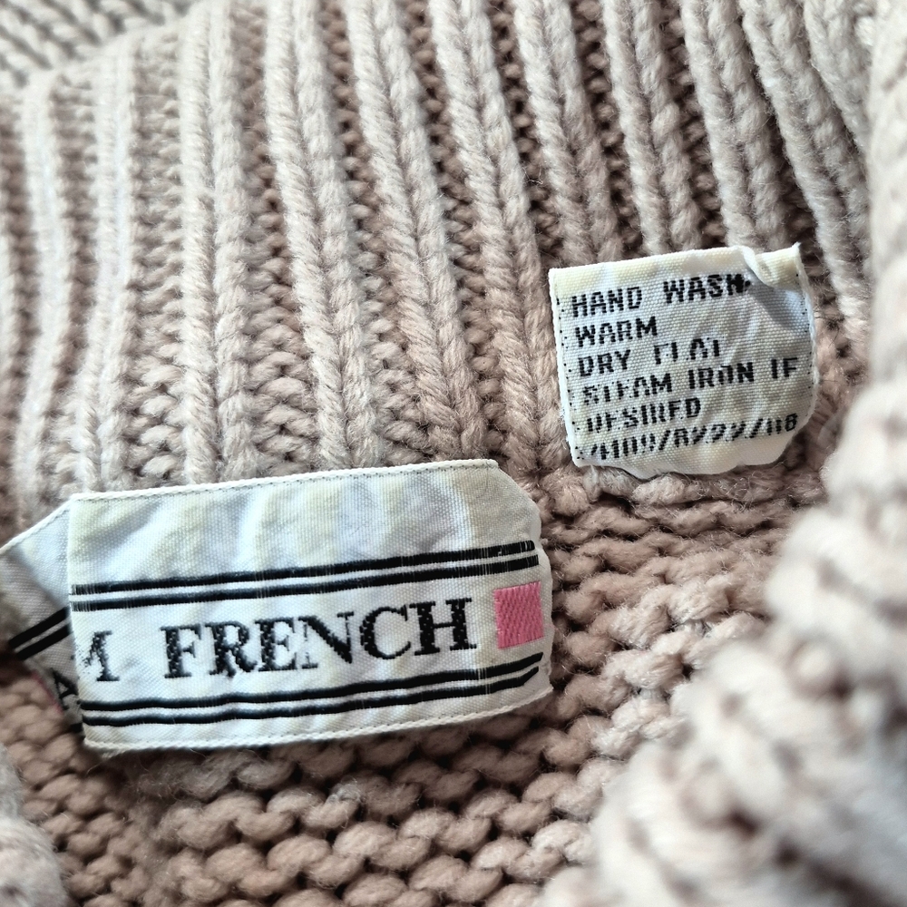 Vintage 80s 90s Adam French Chunky Knit Sweater Geometric Abstract Mock Neck Med - Picture 9 of 9